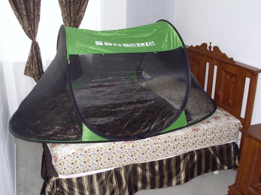 two person tent on a queen bed