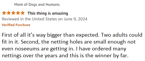 review of noseeum tent